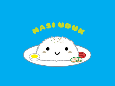 Nasi Uduk character cute design icon kawaii vector