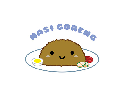 Nasi Goreng character cute design icon kawaii vector