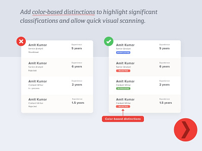Add color-based distinctions #designtip