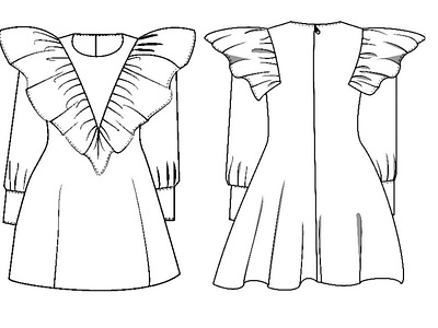 Ruffle Dress adobe illustrator illustration technical flats