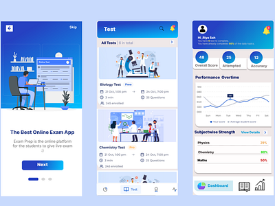 Online Exam Preparation App UI Design