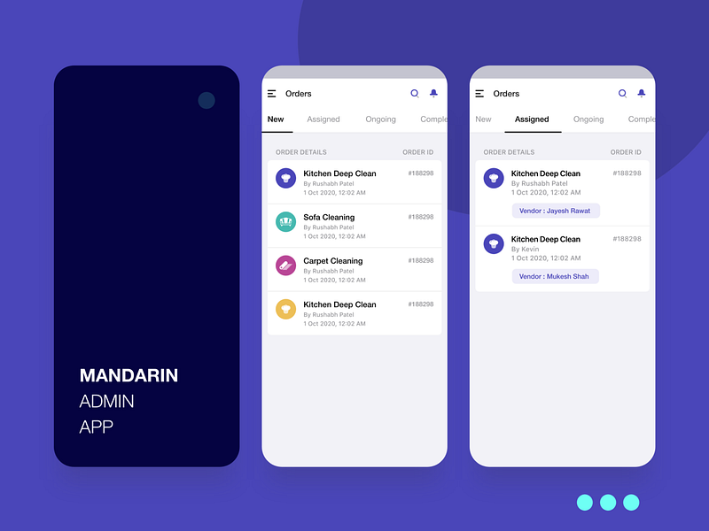 MANDARIN Admin mobile App UI Design by Rushabh Patel for UIUXlab.in on ...