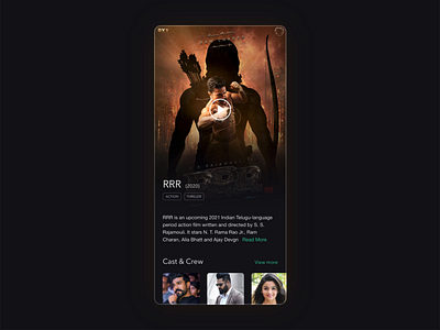 RRR movie Mobile app bollywood cinema hollywood illustration movie movie app movie art rrr south indian threater tollywood uiux design uiux design agency uiuxdesigner