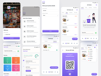 Shoper Multi vendor Ecommerce UI KIT app template design ecommerce illustration mobile multivendor online order online shop online store ui uikit uiux