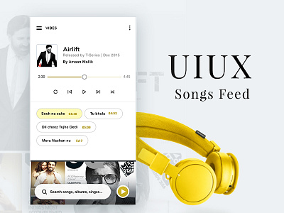 Songs Feed album app app design feed music player songs ui ux