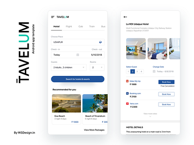 Travel app UI Kit with android source code android studio app template booking booking.com compare price design destination ecommerce go ibibo hotel hotel app hotel booking makemytrip places rooms travel ui uikit uiux xml code