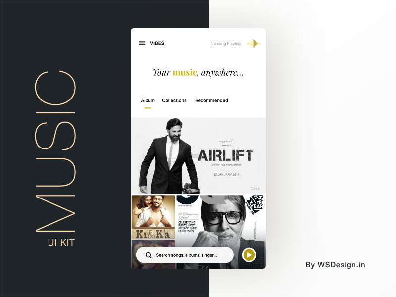 MUSIC UI KIT app template mobile design ui ux illustration music album uiuxdesign uiux songs andorid uikit music