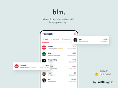 Blu payment app uiux design with firebase backend