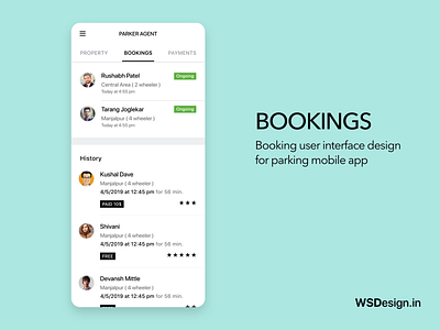 Parking app booking page uiux design