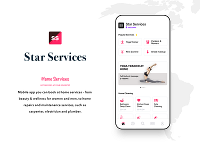 Star Services, home services mobile app uiux & Development app template branding firebase google home illustration mobile app services ui uidesign uikit ux yoga