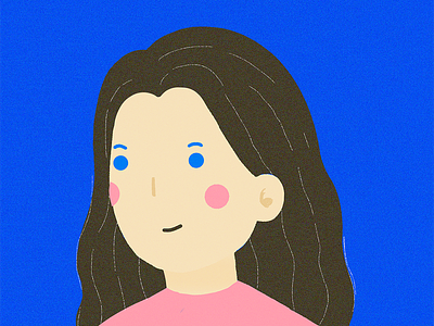 Protrait girl graphic illustration longhair self portrait