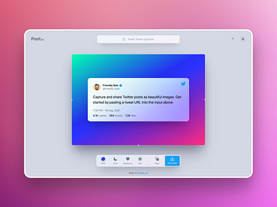 Create beautiful images of Twitter posts - Poet.so flat minimal twitter ux web