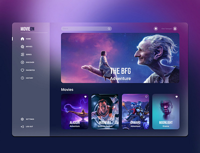 MOVIEON - Movie Streaming Platform film landing page media movie platform purple streaming ui ux violet website