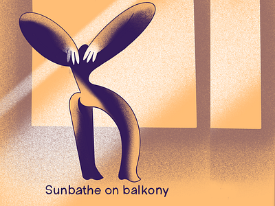 Coronavirus Retreat Day 6. Enjoy sun still staying at home balkony corona coronavirus design fun graphics illustraion illustration naked olazhko quarantine retreat sun sunbathe