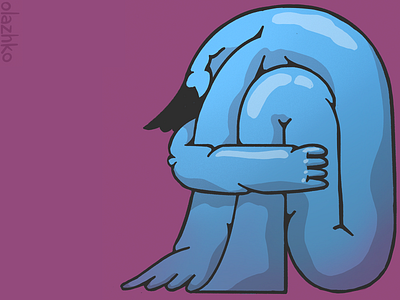 Feeling a little blue blue characterdesign coronavirus depression design fun graphics illustration olazhko quarantine sad witty