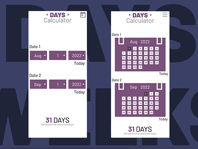 Days Calculator app calculator calendar days design minimal ui