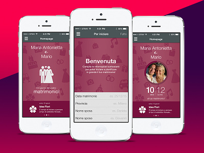 Matrimonio.it + PinkUp (Mobile App) app design mobile planner ui userexperience ux wedding