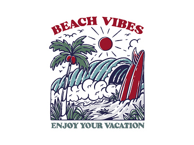 Beach Vibes - Enjoy your vacation beach branding cartoon design graphic design illustration logo mascot paradise summer beach vector