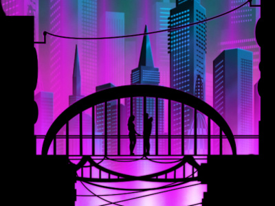 Neon love bridge design graphic design illustration ui vector