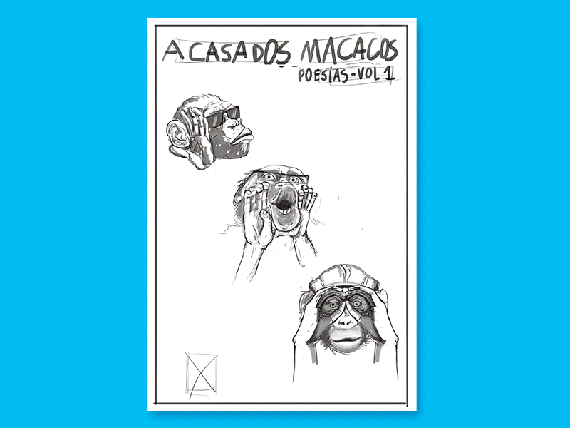 Casa dos Macacos animals animals illustrated blue book book cover brazil cool colors cyan digital illustration digital painting illustration monkey nature recife