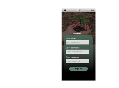 Sign up page dailychallenge dailyui day01 green password sign up signuppage tree plantation campaign username ux uxdesign