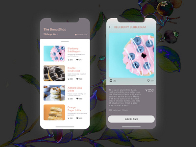 Donut Shop UI app apporder art clean design food ios minimal ui ux vector