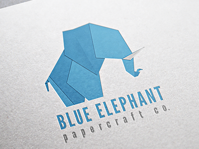 Blue Elephant New Presentation blue blue elephant elephant letterpress logo origami paper