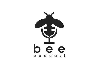 Bee Podcast animal bee design graphic design illustration logo microphone speak vector