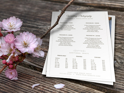 Wedding Photographer Pricing Guide 5x7 Photoshop Template