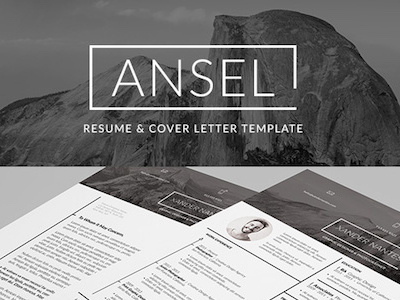 Ansel - Resume and Cover Letter Template ansel adams cover letter cv designer docx microsoft word photographer photography photoshop psd resume template