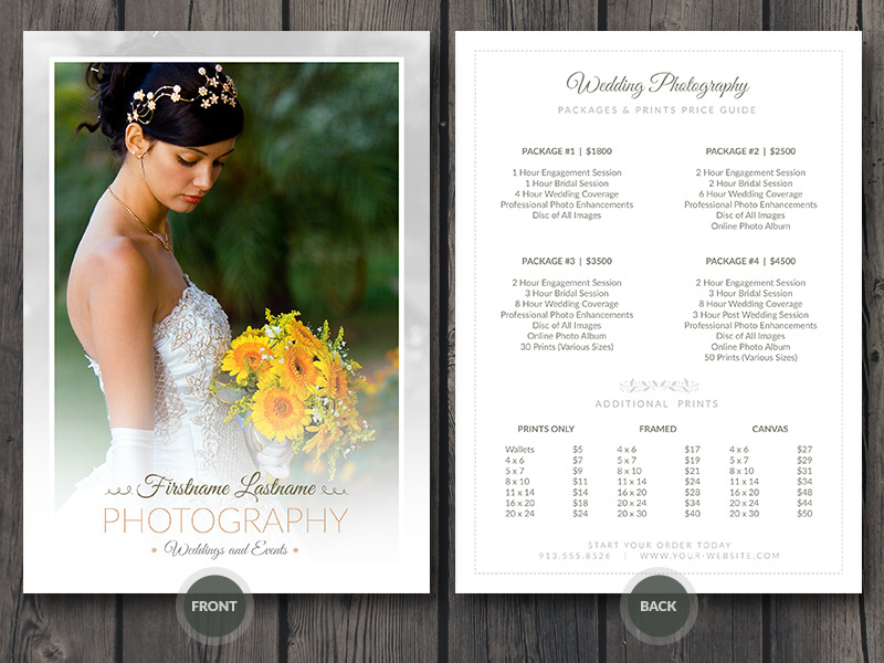 wedding photography price list template