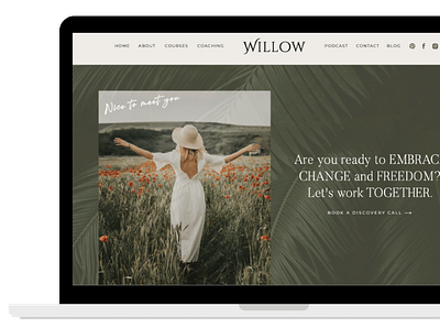 With Willow - Showit Website Template for Life Coaches blog design blog layout boho design boho website design coaching template graphic design life coach templates mobile website podcast page sales page showit showit designer showit template showit website template squarespace theme ui web design website design website theme wordpress blog