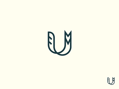U animal design fox icon logo mark sketch symbol typography