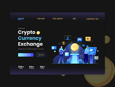 Crypto - NFT Landing Page blockchain clean crypto cryptonft dashboard design finance interface landing page layout modern money neat nft nft marketplace snippet ui uiux ux website