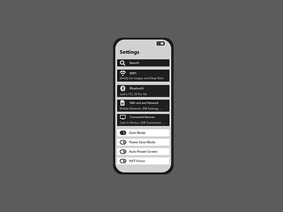 #DailyUI 7 Settings Screen adobe xd app dailyui design graphic design greyscale