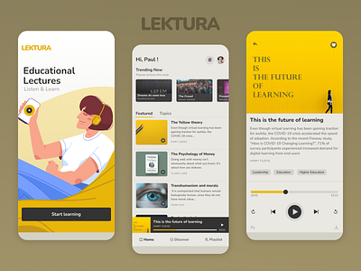 Lektura Mobile App Design app audio audio player educational app lectures app mobile app mobile design ui user interface ux