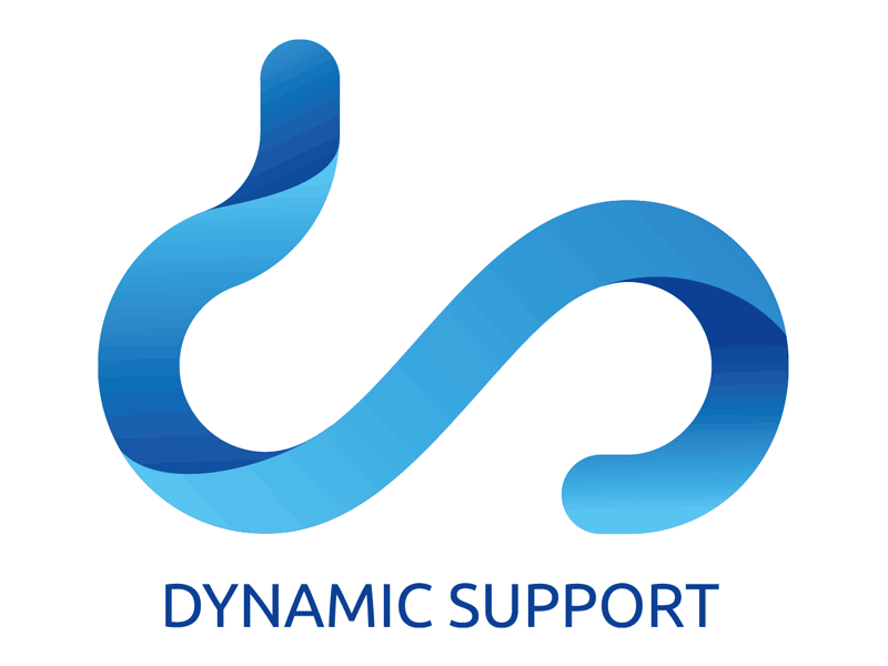 Dynamic Support brand flow gradient logo type