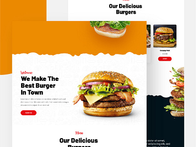 Burger Food Restaurants Website UI Design app branding design ui
