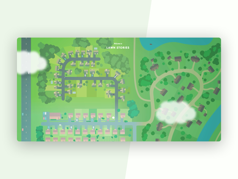 lawn stories: undergraduate thesis project storytelling humor houses suburbia map illustration interactive landing page web
