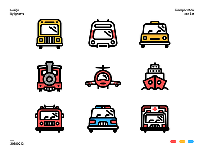 Transportation Icon Set ambulance car fire truck icon plane taxi train transportation