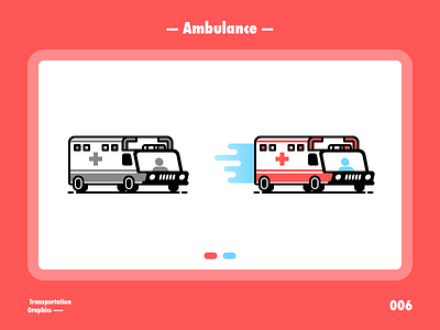 Ambulance~ ambulance blue flat illustration red