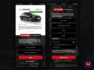 Car Leasing app (Welcome screen)