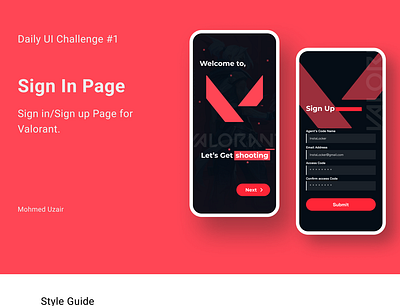 Sign Up Page | Valorant | Daily UI Challenge #1 dailyui design mobile ui ui ui desinger uiux ux