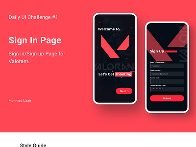 Sign Up Page | Valorant | Daily UI Challenge #1 by Uzair Shaikh on Dribbble