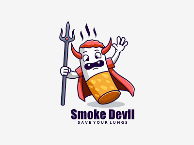 smoke devil character cute design devil illustration logo mascot smoke