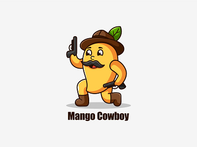 mango cowboy character cowboy cute design illustration logo mango