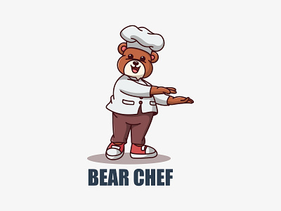 bear chef character mascot bear character chef cute design illustration logo mascot