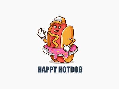 happy hotdog character cute design hotdog illustration logo mascot