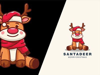 santa deer character mascot