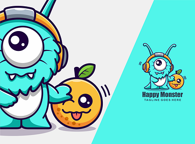 happy monster character mascot bear character cute design happy illustration logo mascot monster